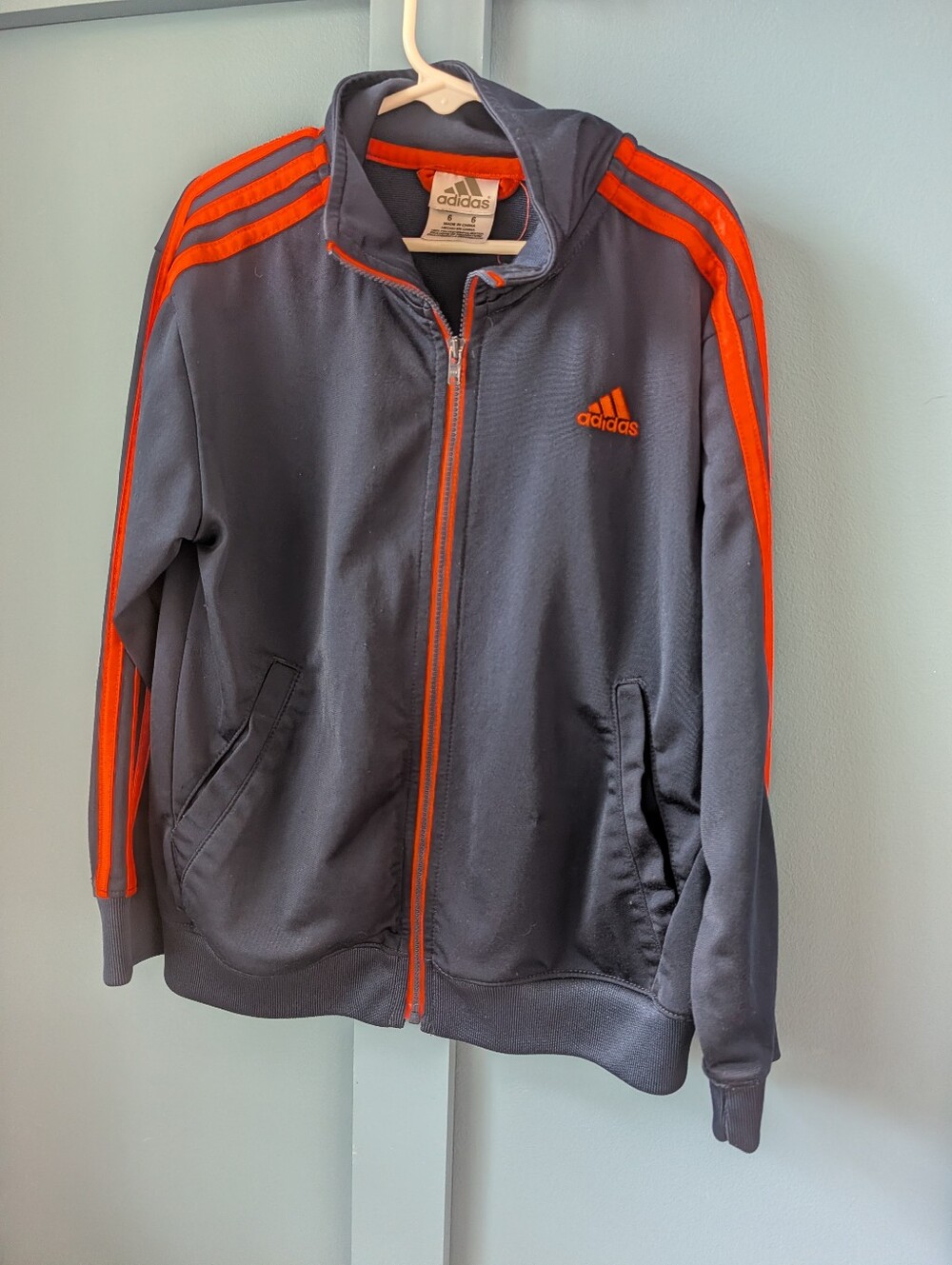 adidas Kids Navy & Orange Zip-Up Track Jacket